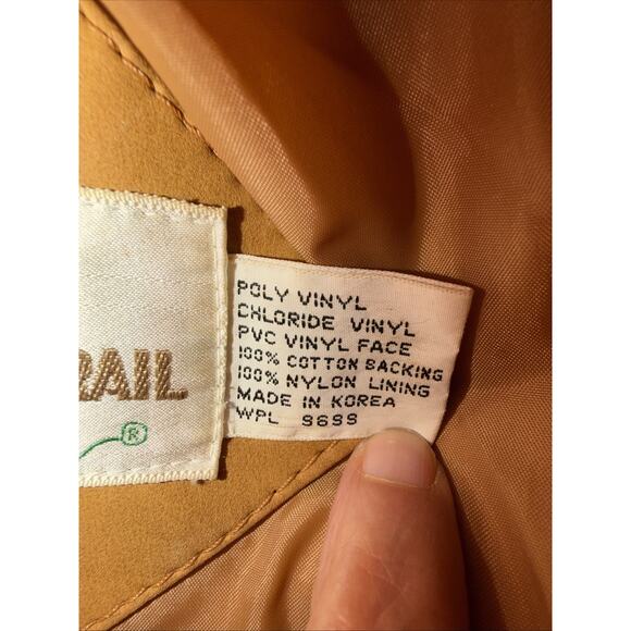 Vtg Unisex Pacific Trail Sportswear Tan PVC suede Barn Chore Jacket Korea Sz-40 - Picture 10 of 10